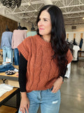 Cable Knit Sweater Vest - Brown