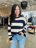 Bold Stripe Crew Sweater