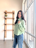 Mocked Neck Ribbed Henley Top