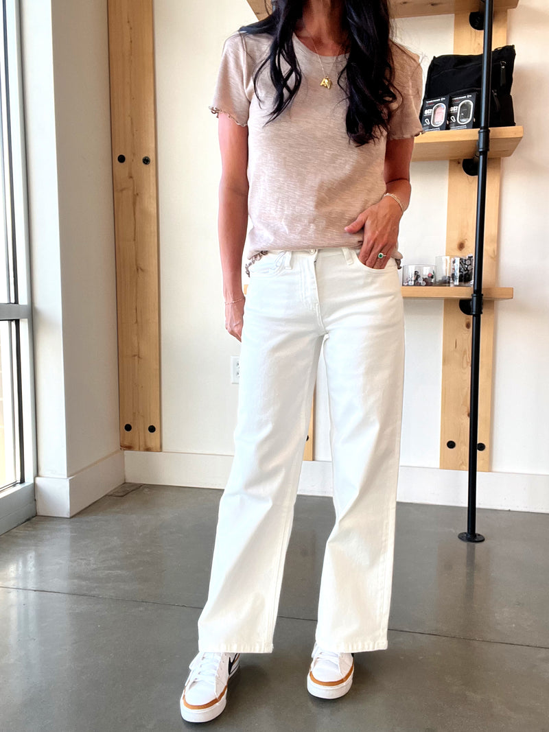 Vervet Mid Rise Cropped Wide Leg Denim