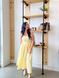 Mix Media Tank Midi Dress in Light Yellow