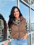 Cropped Puffer Vest - Mocha