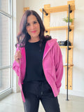 Fleece Hoodie Jacket with Tapered Sleeves: NEW ORCHID