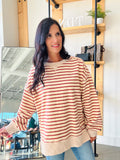 Striped Knit Top in Brick + Beige