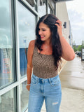 Leopard Square Neck Body Suit