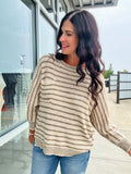 Waffle Knit Dolman Sweater - Olive