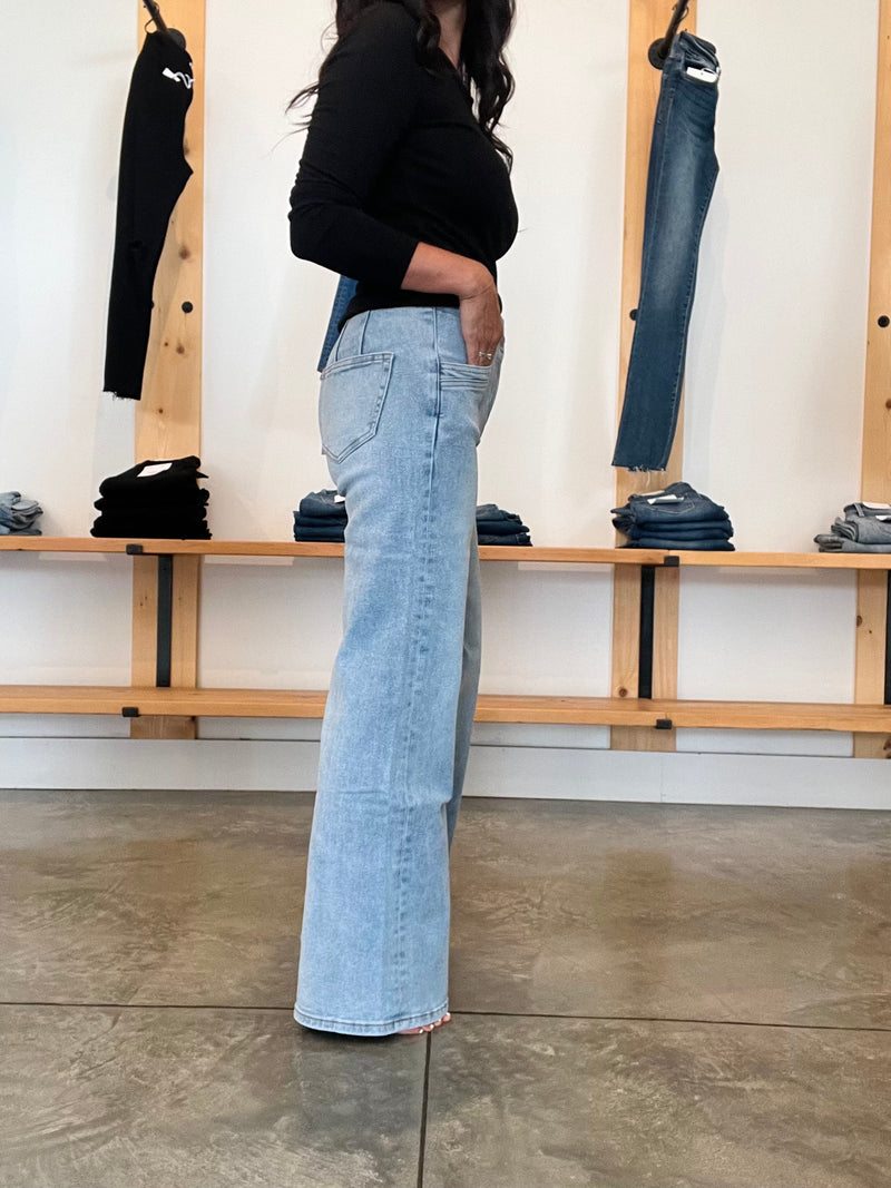 Mica High Rise Wide Leg Pocket Detail Jeans