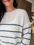 Beachy Striped Lightweight Sweater - Denim