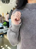 Washed Mock Neck Sweater - Plum