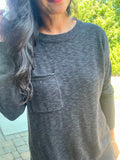 Slub Yarn Sweater - Charcoal