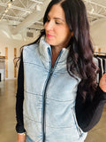 Denim-ish Vintage Wash Puffer Vest