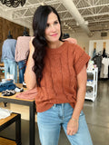 Cable Knit Sweater Vest - Brown