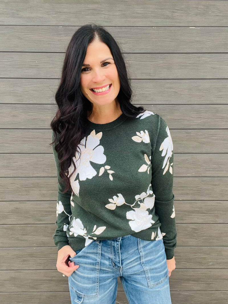 Fall Floral Printed Sweater