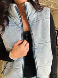 Denim-ish Vintage Wash Puffer Vest