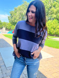 Soft Stripe Relaxed Sweater - Future Dusk