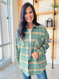 Plaid Shacket in Green & Orange