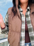 Cropped Puffer Vest - Mocha