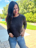 Slub Yarn Sweater - Charcoal