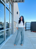 Stripe Tie Waist Denim