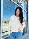 Raw Edge Oversized Sweater - Oatmeal
