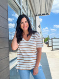 Relaxed Fit Striped Tee - Toffee
