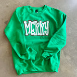 Merry Doodle Double Puff Glitter Sweatshirt