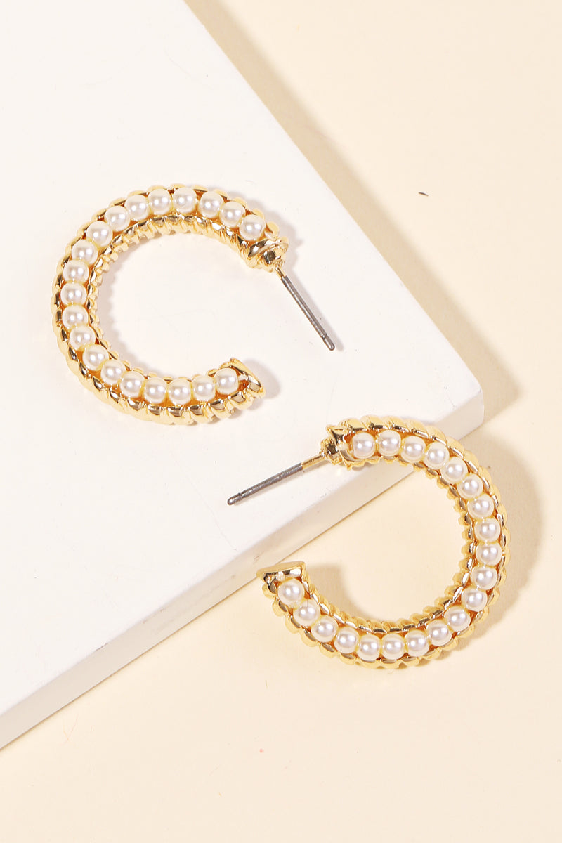 Beaded Round Hoop Earrings