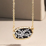 Oval Glitter Stone Necklace