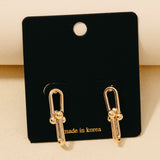 Double U Chain Link Dangle Earrings - Gold