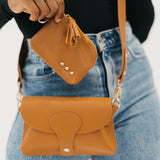 Khloe Vegan Leather Crossbody - Brown