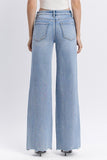 Lovervet High Rise Uneven Raw Hem Wide Leg Jeans