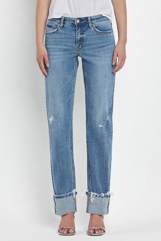 Lovervet Mid Rise Cuffed Straight Jeans