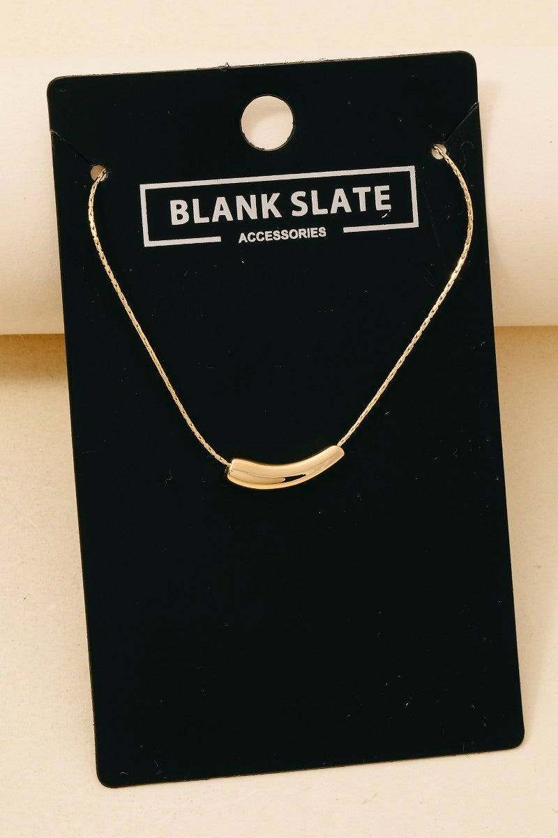 Metallic Tube Pendant Necklace - Gold