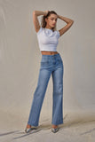 Mica High Rise Wide Leg Pocket Detail Jeans