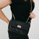 Queenie Quilted Crossbody Bag - Black