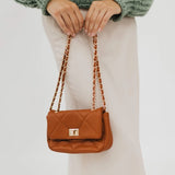 Queenie Quilted Crossbody Bag - Brown