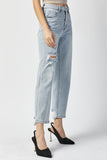 Risen High Rise Distressed Straight Jeans - Light