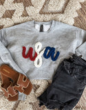 USA Yarn Embroidered Crew Sweatshirt