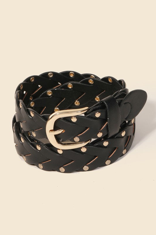 Faux Leather Braided Design Fashion Belt