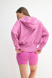 Fleece Hoodie Jacket with Tapered Sleeves: NEW ORCHID