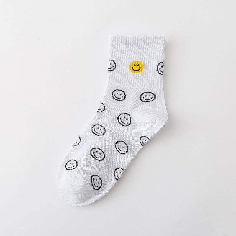 SMILING FACE SOCKS: WHITE