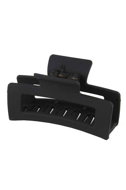 3.35" Minimalist Rectangle Hair Claw Clip: BLACK