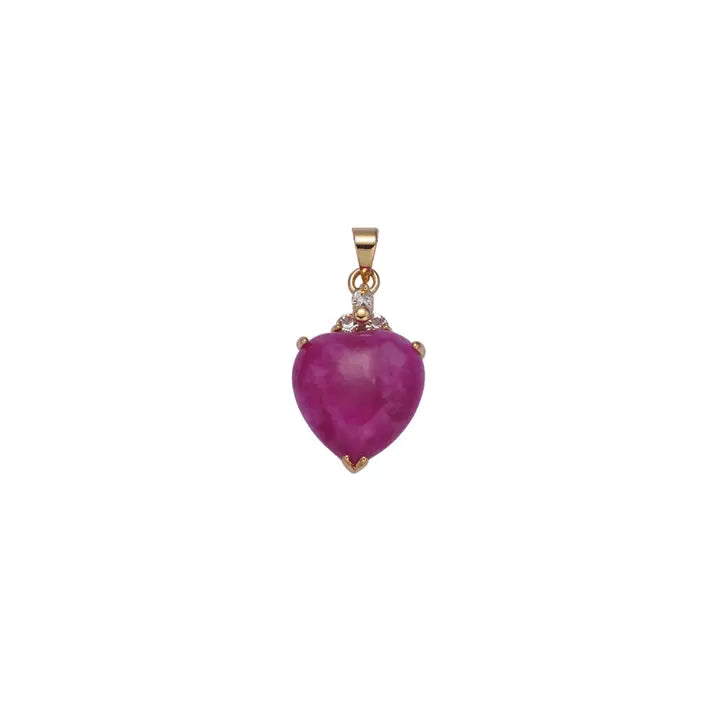 Charm Bar - Fuschia Stone Heart