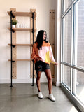 Orange Multi Raw Edge Terry Top