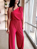 One Shoulder Jumpsuit in Orchid