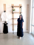 Flutter Sleeve Tiered Maxi Dress in Black