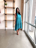 Ruffle Two Tier Midi Dress in Teal