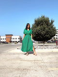 Green Sleeves Midi Dress