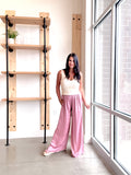 Light Satin Wide Leg Pants in Lilac