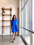 Textured Babydoll Dress in Blue